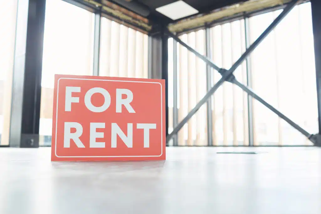 apartment rentals in Phuket: For rent sign inside an office space