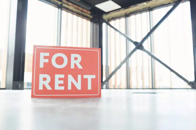apartment rentals in Phuket: For rent sign inside an office space
