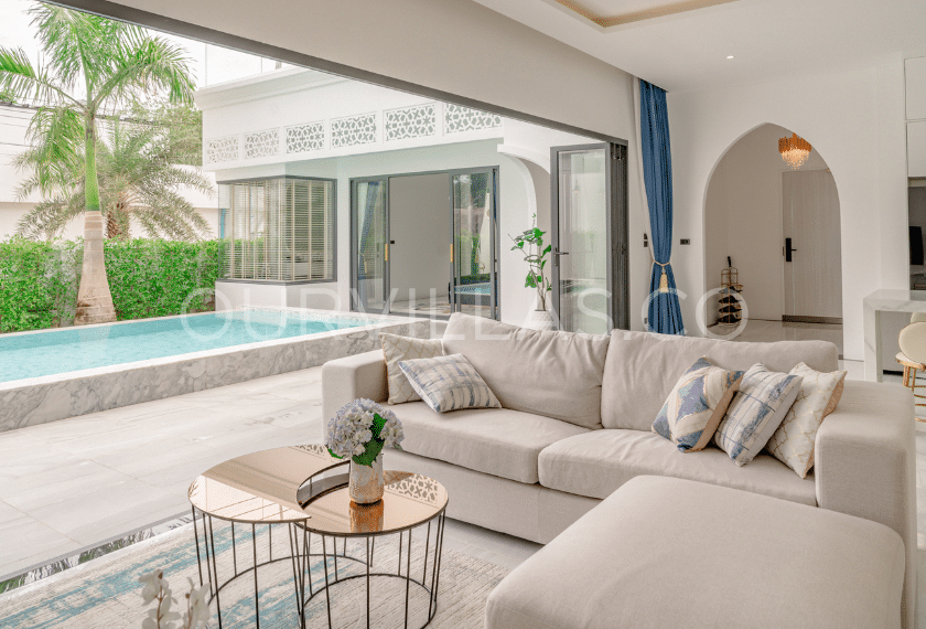 Moroccan Style Villa in Phuket: Moroccan-style villa living room with pool access
