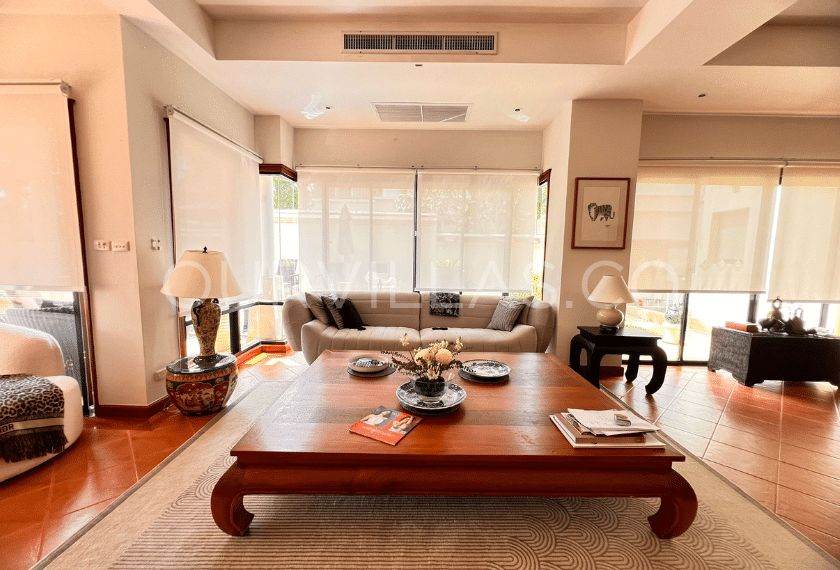 Bright lounge with wood coffee table